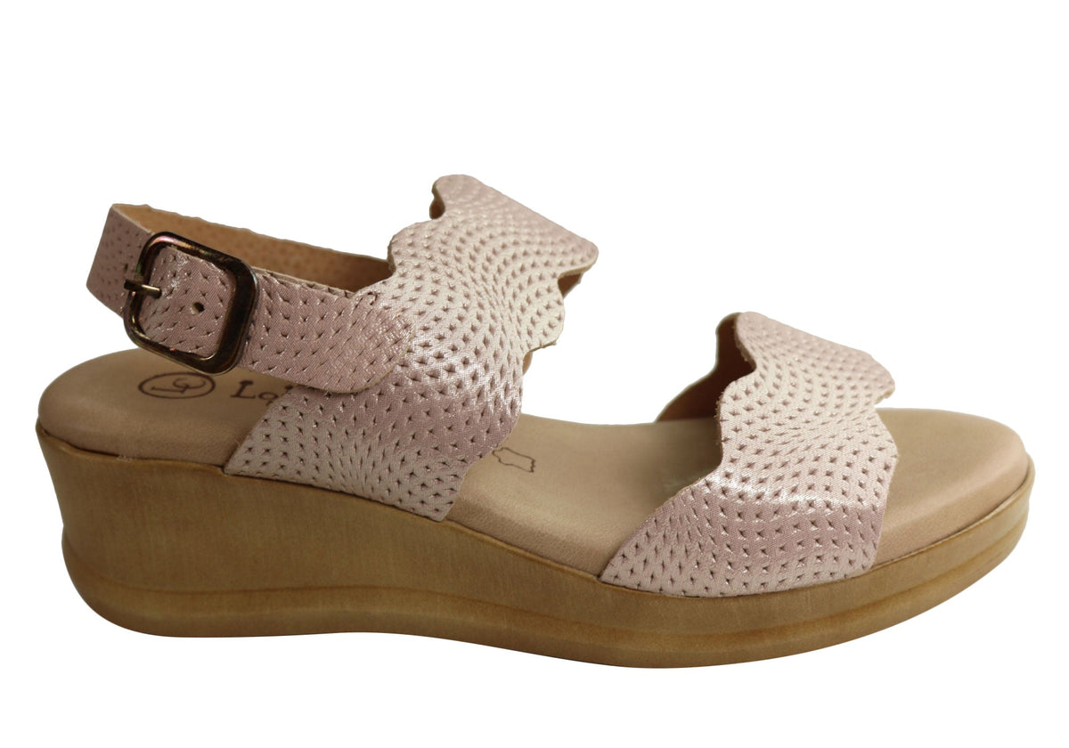 Lola Canales Belinda Womens Comfy Leather Wedge Sandals Made In Spain