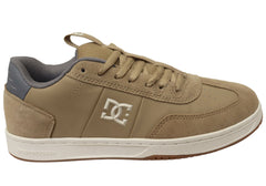DC Shoes Mens Comfortable DC Astrix Leather Lace Up Shoes Tan Grey