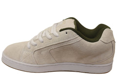 DC Shoes Mens Comfortable Leather Net SE Shoes Off White Green