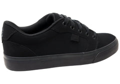 DC Shoes Mens Comfortable Leather Anvil Lace Up Shoes Black Black