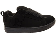 DC Shoes Mens Court Graffik Leather Lace Up Shoes Black Black Black