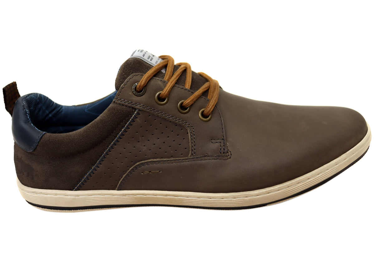 Wild Rhino Charger Mens Comfortable Leather Lace Up Casual Shoes