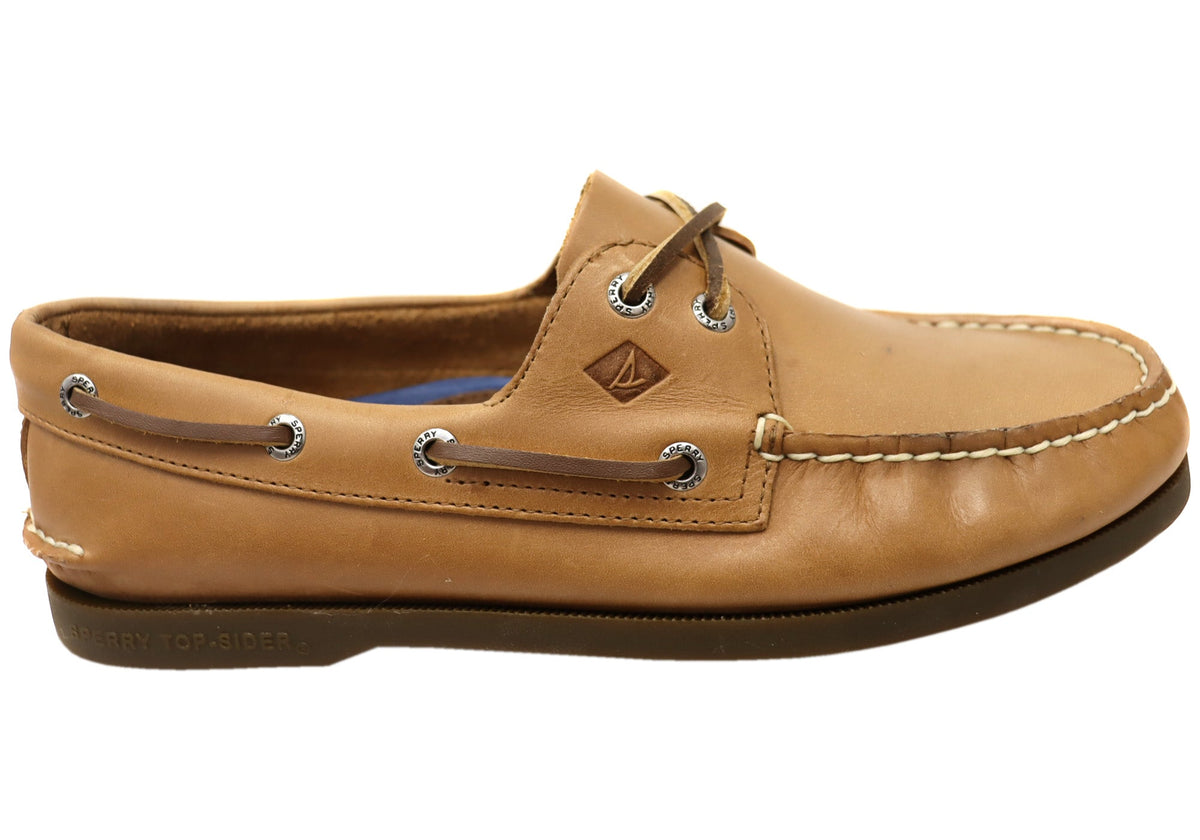 Sperry Mens A/0 2 Eye Leather Lace Up Comfortable Wide Fit Boat Shoes