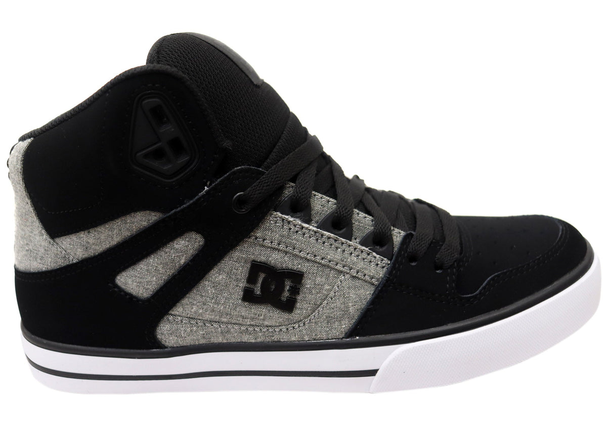 DC Shoes Mens Pure High Top WC Leather Sneakers Black Battleship Armor