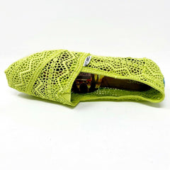 Toms Classics Neon Lime Crochet Womens Slip On Casual Canvas Flat Shoes