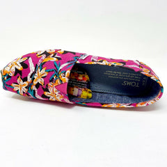 Toms Classics Pink Floral Womens Slip On Casual Canvas Flats Shoes